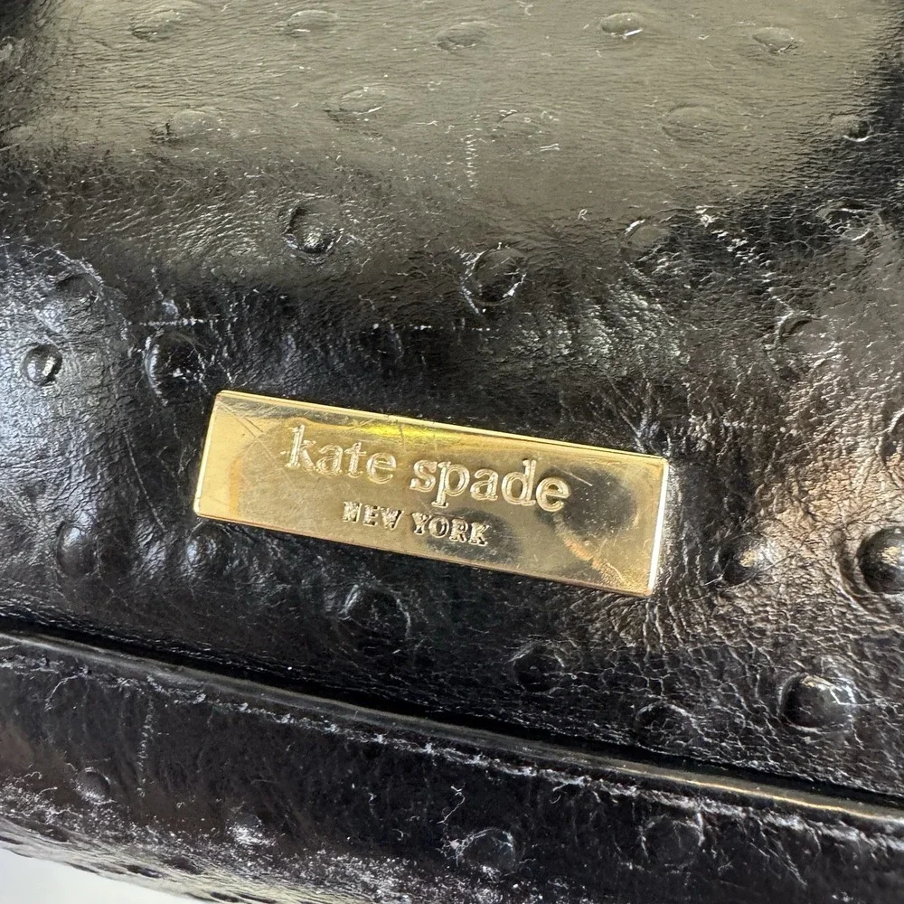 Kate Spade NY Harmony Valencia Road Black Ostrich Embossed Leather Tote Work Bag